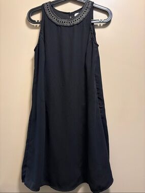 Old Navy Black Sleeveless Mini Dress with Beaded Collar